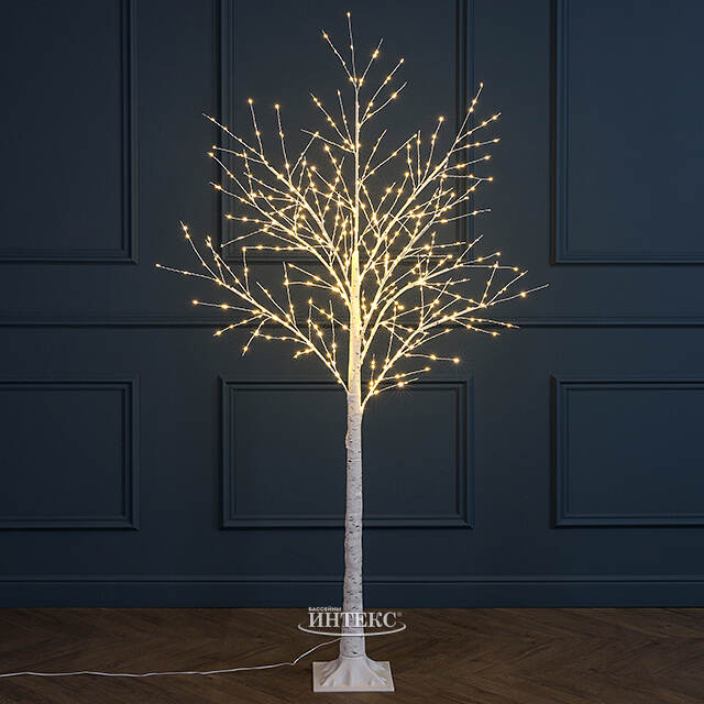 Светодиодное дерево Березка Balbeggi заснеженное 180 см, 600 теплых белых LED ламп, IP44 Winter Deco