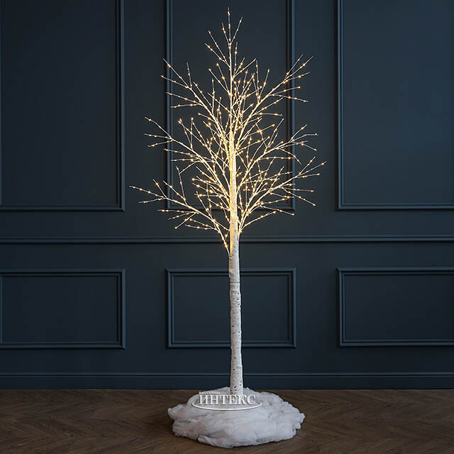 Светодиодное дерево Березка заснеженное 210 см, 750 теплых белых LED ламп, IP44 Winter Deco
