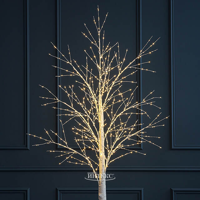 Светодиодное дерево Березка заснеженное 210 см, 750 теплых белых LED ламп, IP44 Winter Deco
