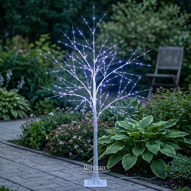 Светодиодное дерево Березка заснеженное 120 см, 300 холодных белых LED ламп, IP44 Winter Deco