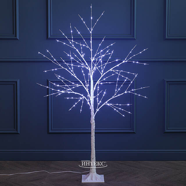 Светодиодное дерево Березка Balbeggi заснеженное 120 см, 300 холодных белых LED ламп, IP44 Winter Deco