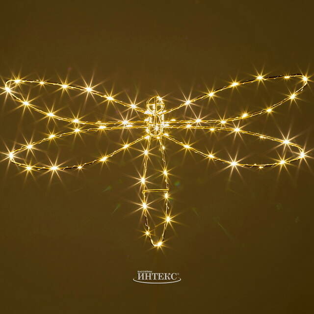 Плоское светодиодное украшение Стрекоза 50 см, 70 теплых белых LED ламп, IP44 Winter Deco