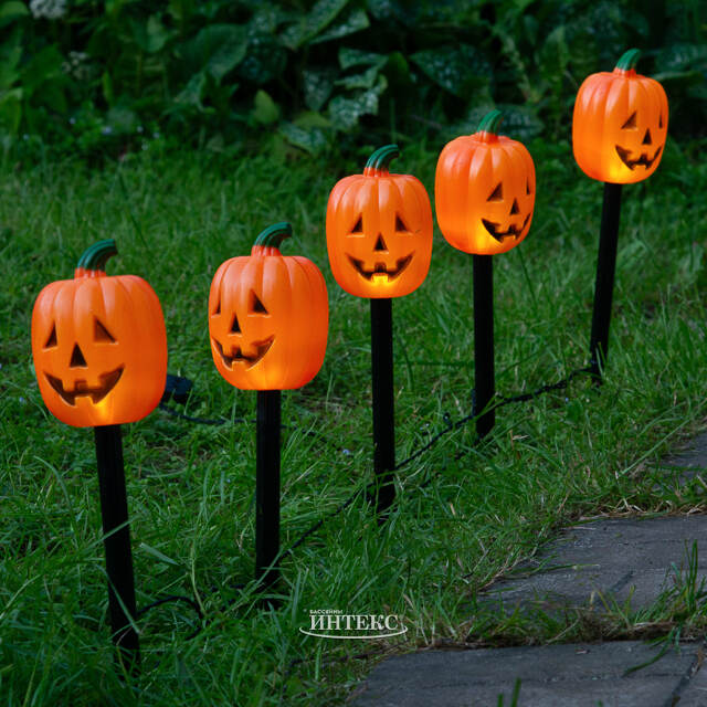 Набор садовых светильников на солнечной батарее Solar Pumpkins 37 см, 5 теплых белых LED ламп, 5 шт, IP44 Winter Deco