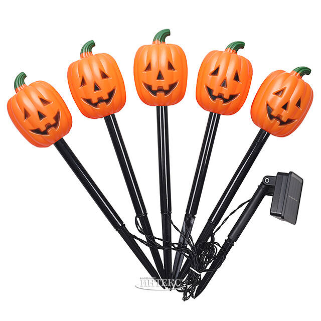 Набор садовых светильников на солнечной батарее Solar Pumpkins 37 см, 5 теплых белых LED ламп, 5 шт, IP44 Winter Deco