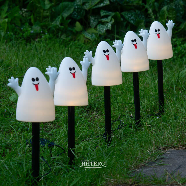 Набор садовых светильников на солнечной батарее Solar Ghost 37 см, 5 теплых белых LED ламп, 5 шт Winter Deco