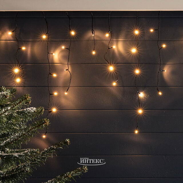 Светодиодная гирлянда Бахрома Profi Rubber 3.1*0.9 м, 168 теплых белых LED ламп, мерцание, черный КАУЧУК+ПВХ, соединяемая, IP65 Winter Deco