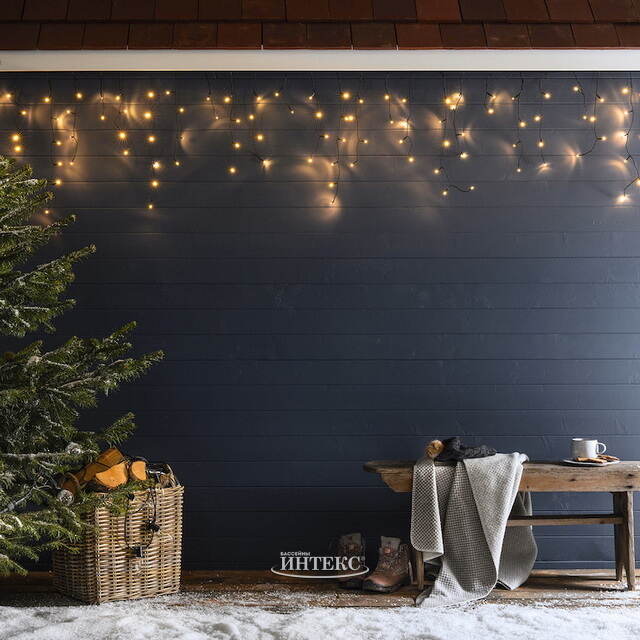 Светодиодная гирлянда Бахрома Profi Rubber 3.1*0.9 м, 168 теплых белых LED ламп, мерцание, черный КАУЧУК+ПВХ, соединяемая, IP65 Winter Deco