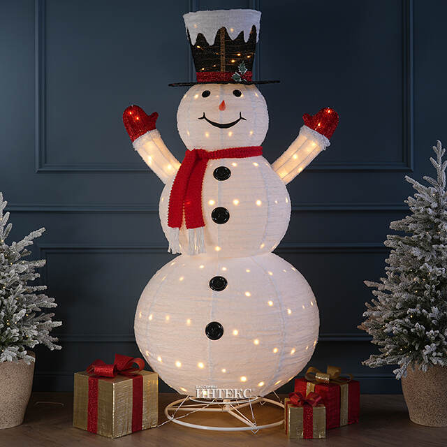 Светодиодная фигура Снеговик - Пожелание Счастья 180*70 см, 200 теплых белых LED ламп, IP44 Winter Deco