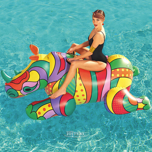 Надувная игрушка для плавания Носорог Рино - Поп-Арт 201*102 см Bestway