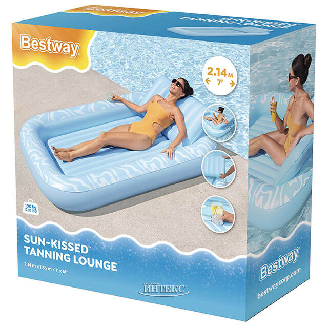 Надувной шезлонг для плавания Tanning Lounge 214*155 см Bestway
