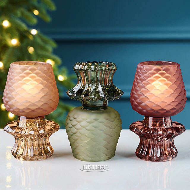 Стеклянные подсвечники Bodyam - Сосновая Шишка 13 см, двухсторонние, 3 шт EDG (ЭДГ)