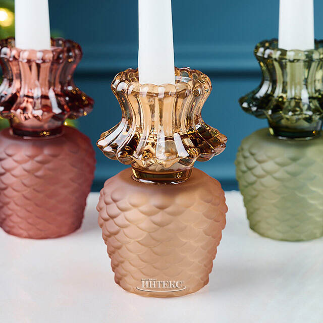 Стеклянные подсвечники Bodyam - Сосновая Шишка 13 см, двухсторонние, 3 шт EDG (ЭДГ)