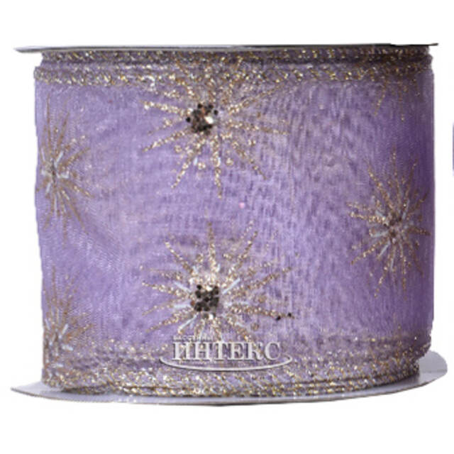 Декоративная лента Lilla Lunare: Морозные кристаллы 270*6 см, органза Kaemingk