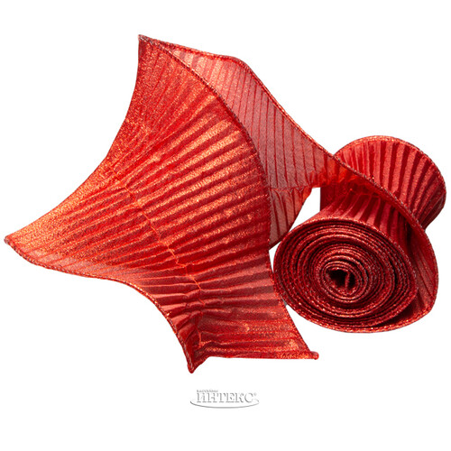 Декоративная лента Гофре красная 180*12.5 см Kaemingk