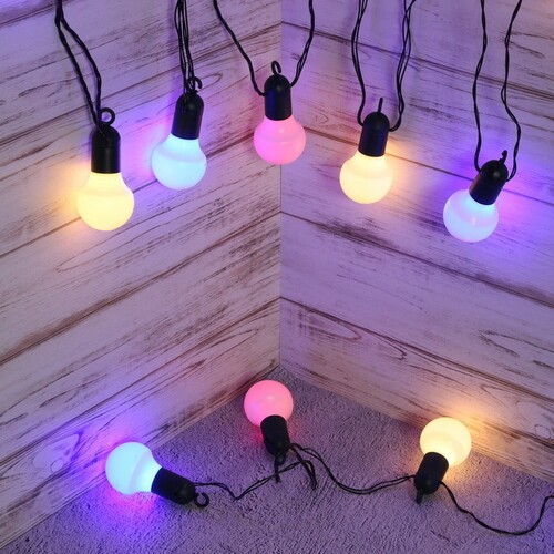 Гирлянда из лампочек Hooky 20 ламп, разноцветные пастельные LED, 5.7 м, зеленый ПВХ, IP44 Star Trading