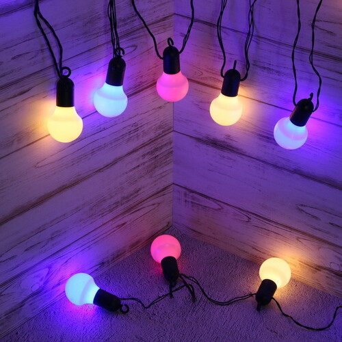 Гирлянда из лампочек Hooky 20 ламп, разноцветные пастельные LED, 5.7 м, зеленый ПВХ, IP44 Star Trading