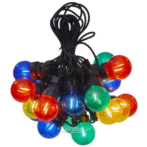 Гирлянда из лампочек Party Lights 20 ламп, разноцветные LED, 8.55 м, черный ПВХ, IP44 Star Trading