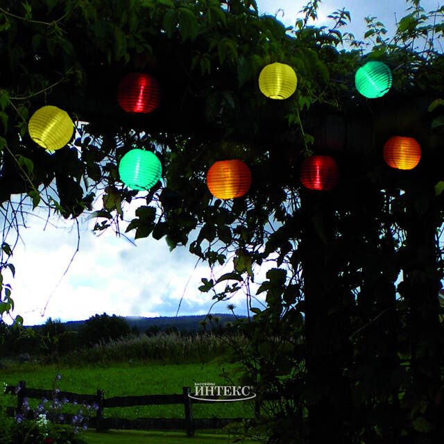 Садовая гирлянда на солнечной батарее Китайские фонарики 2.7 м, 10 белых LED ламп, прозрачный провод, IP44 Star Trading