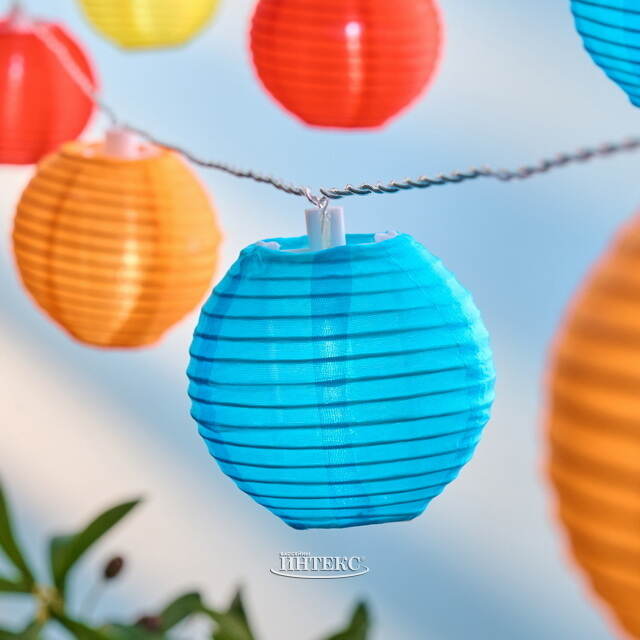 Садовая гирлянда на солнечной батарее Китайские фонарики 2.7 м, 10 белых LED ламп, прозрачный провод, IP44 Star Trading (Стар Трэйдинг)