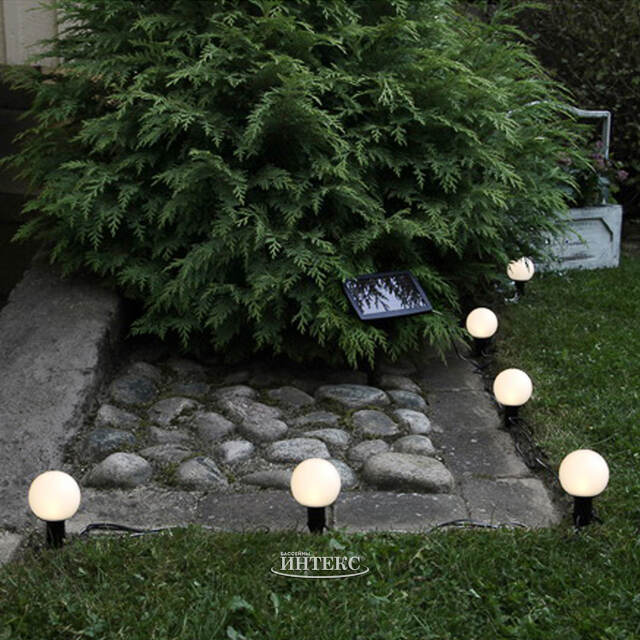 Садовый светильник - гирлянда на солнечной батарее Solar Globus 6 теплых белых ламп, 5 м, IP44 Star Trading