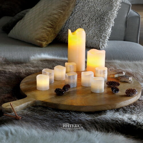 Светодиодная свеча с имитацией пламени Стелла 13 см кремовая восковая на батарейках Kaemingk