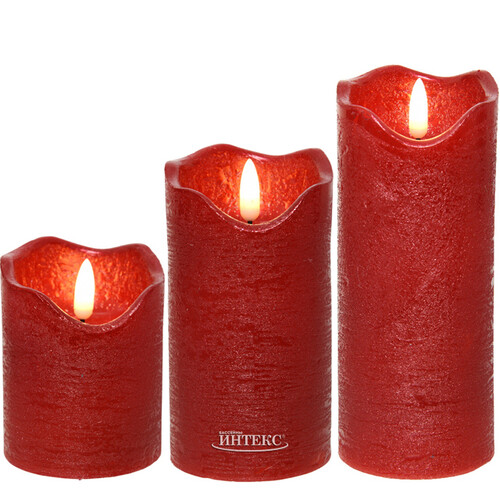 Светодиодная свеча с имитацией пламени Стелла 9 см красная, восковая, на батарейках Kaemingk