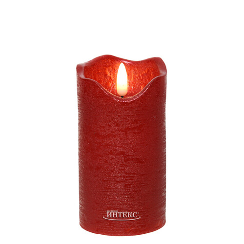 Светодиодная свеча с имитацией пламени Стелла 13 см красная восковая на батарейках Kaemingk