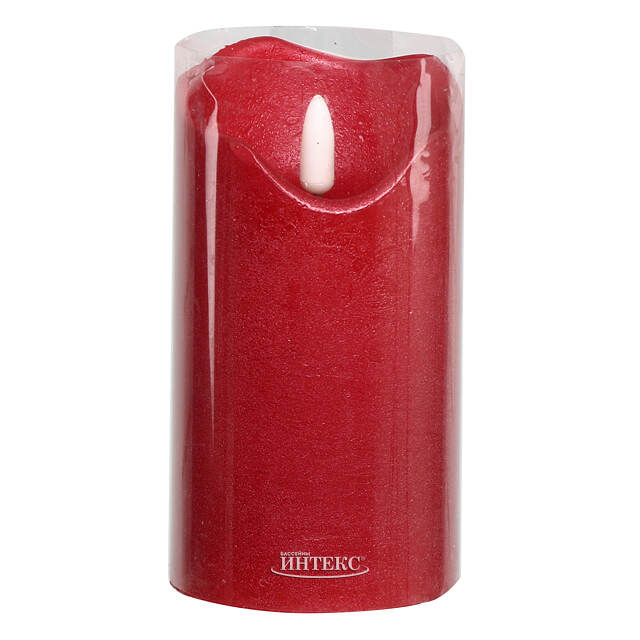 Светодиодная свеча с имитацией пламени Стелла 13 см красная восковая на батарейках Kaemingk