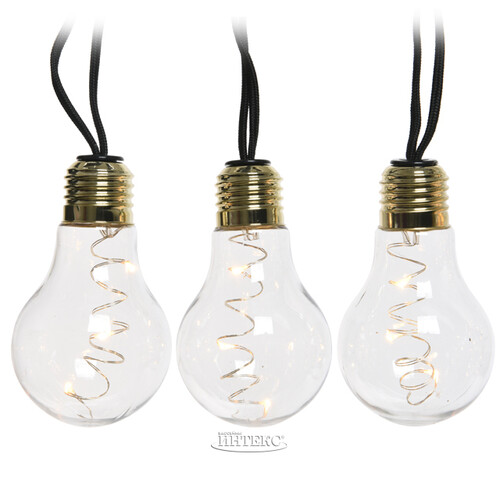Гирлянда Ретро Лампочки 10 ламп с теплым белым светом, 2.7 м, черный шпагат, IP20 Kaemingk