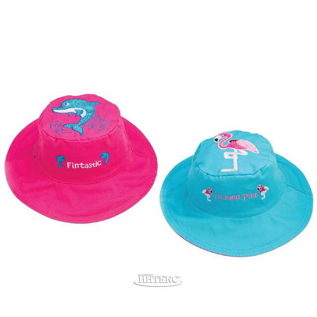 Детская панама Flapjackkids Дельфин и Фламинго, размер М, от 2 до 4 лет Flapjackkids