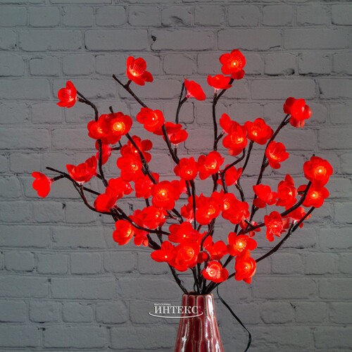 Светящийся букет Гранатовый цвет 50 см, 60 красных LED ламп Kaemingk