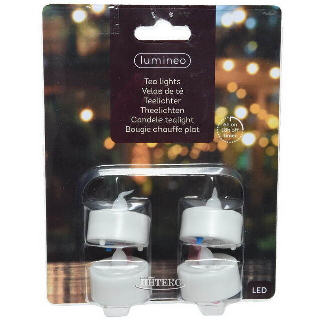 Чайная светодиодная свеча Меган 4 см, 4 шт, на батарейках Kaemingk