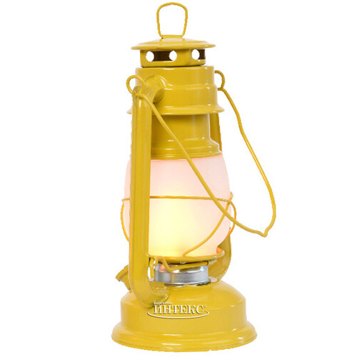 Декоративный светильник с имитацией пламени Сакромонте 25 см горчичный на батарейках, металл Kaemingk