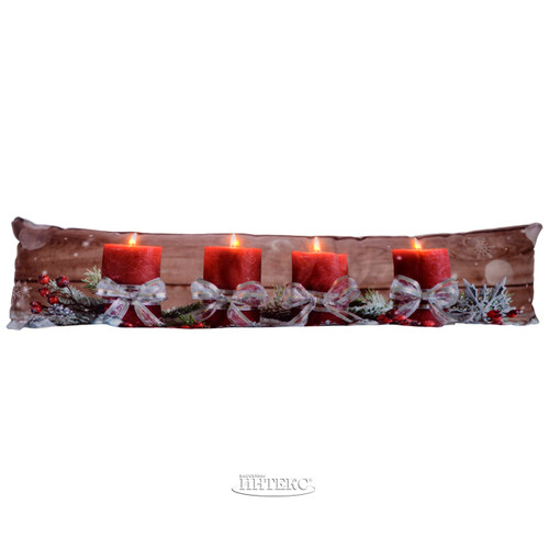Декоративная подушка с подсветкой Праздничные Свечи 83 см на батарейках, 4 теплые белые LED лампы Kaemingk