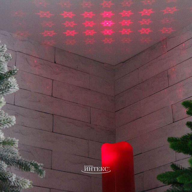 Декоративный светильник - свеча Рубиновые Снежинки 15 см, 20 м2, на батарейках Kaemingk (Кейминг)