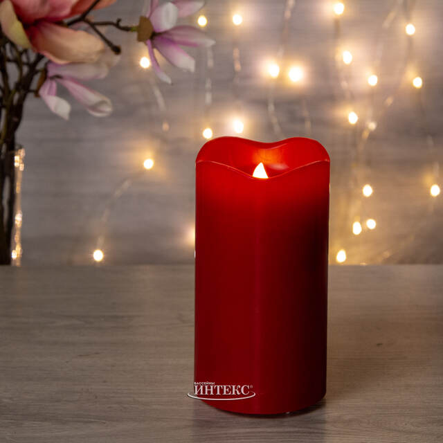 Декоративный светильник - свеча Рубиновые Снежинки 15 см, 20 м2, на батарейках Kaemingk (Кейминг)