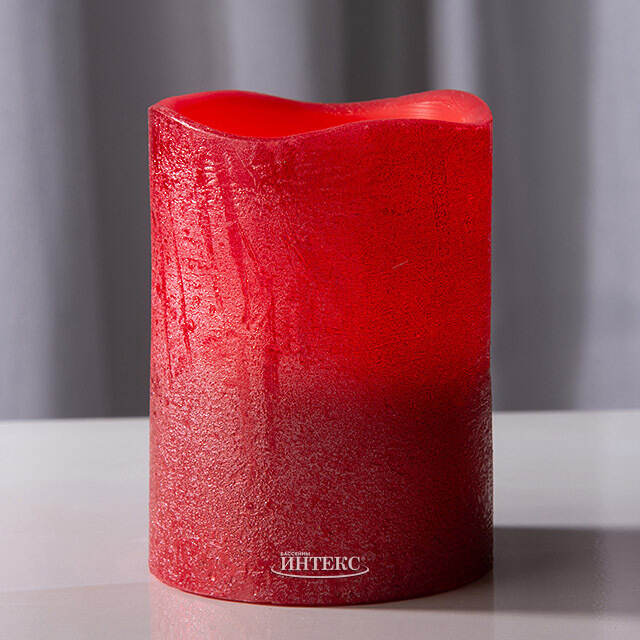 Светильник свеча восковая 10*7.5 см красная на батарейках, таймер Kaemingk