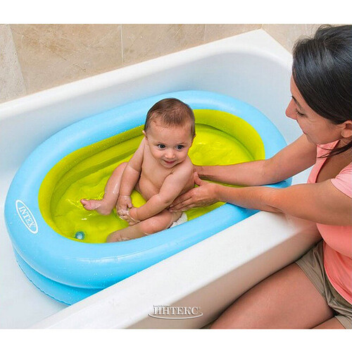 Надувной бассейн-ванночка для малышей 86*64*23 см, надувное дно, насос, клапан INTEX