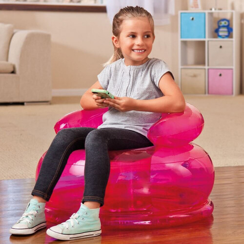 Детское надувное кресло Цветное настроение 66*42 см розовое INTEX