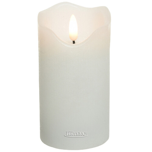 Светодиодная свеча с имитацией пламени Стелла 13 см белая восковая на батарейках Kaemingk