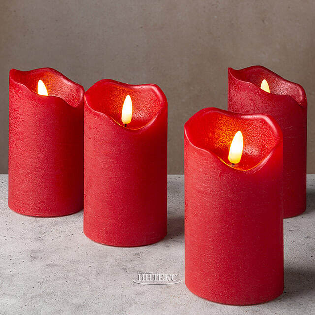 Набор светодиодных свечей с имитацией пламени Ла Вермейль 13 см, 4 шт с пультом управления, на батарейках Kaemingk (Кейминг)