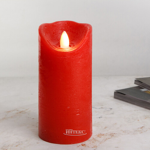 Светодиодная свеча с имитацией пламени Elody Red 15 см, на батарейках, таймер Kaemingk