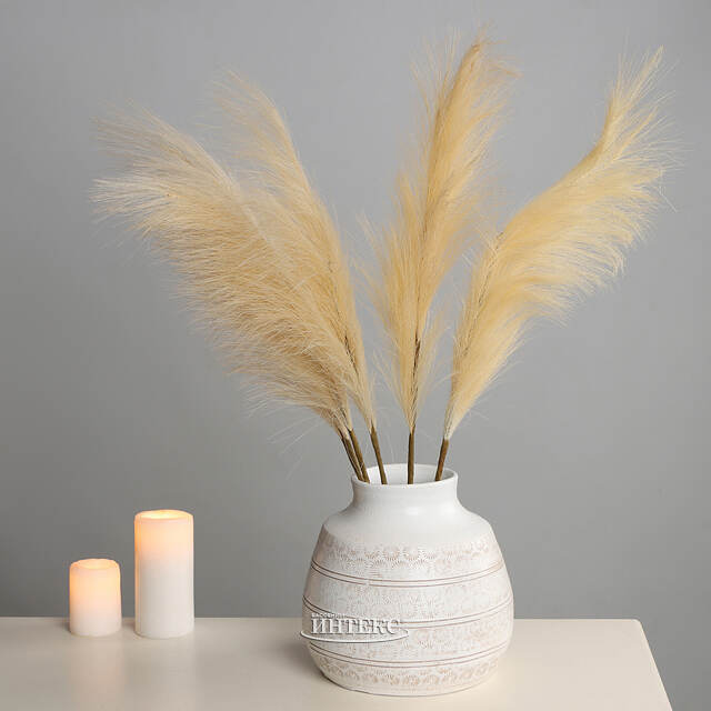 Светящаяся ветка для декора Перо Маноскью 70 см кремовая, теплые белые LED, на батарейках Kaemingk (Кейминг)