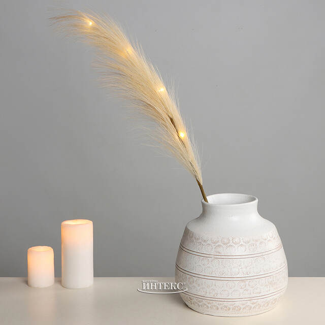 Светящаяся ветка для декора Перо Маноскью 70 см кремовая, теплые белые LED, на батарейках Kaemingk (Кейминг)