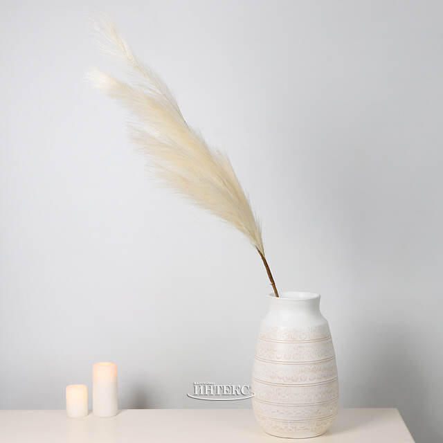 Светящаяся ветка для декора Перо Айвори 118 см, теплые белые LED лампы, на батарейках Kaemingk (Кейминг)