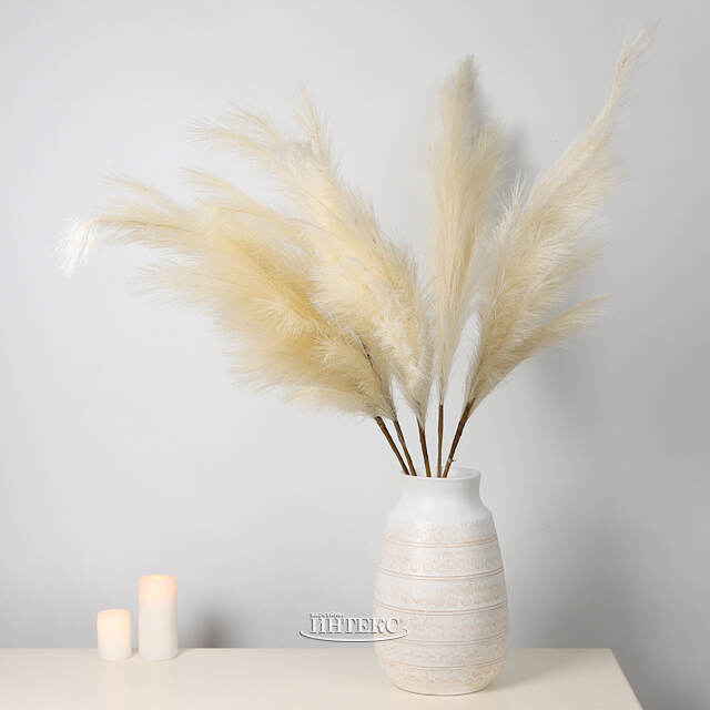 Светящаяся ветка для декора Перо Айвори 118 см, теплые белые LED лампы, на батарейках Kaemingk (Кейминг)