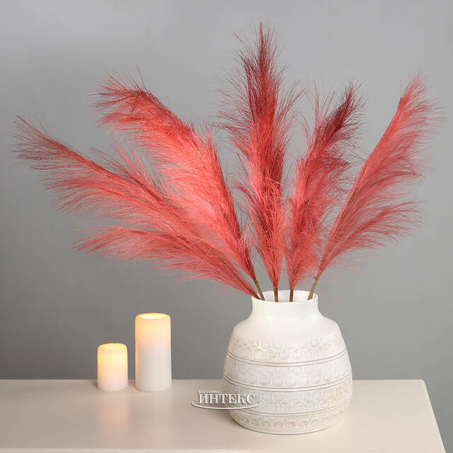 Светящаяся ветка для декора Перо Маноскью 70 см коралловая, теплые белые LED, на батарейках Kaemingk (Кейминг)