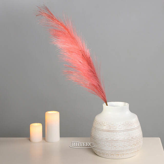 Светящаяся ветка для декора Перо Маноскью 70 см коралловая, теплые белые LED, на батарейках Kaemingk (Кейминг)