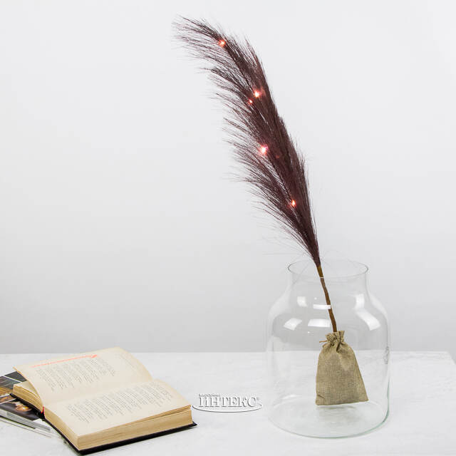 Светящаяся ветка для декора Перо Маноскью 70 см шоколадная, теплые белые LED, на батарейках Kaemingk (Кейминг)