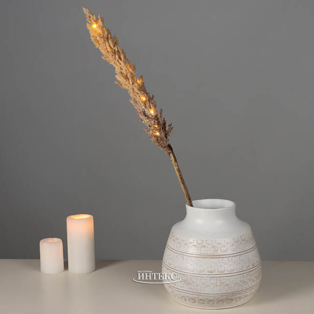 Светящаяся ветка для декора Кортадерия Брауни 70 см, теплые белые LED, на батарейках Kaemingk (Кейминг)